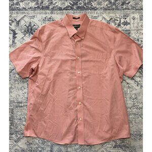 Eddie Bauer Mens XL Pink Plaid Wrinkle-Resistant Short Sleeve Button-Down Shirt